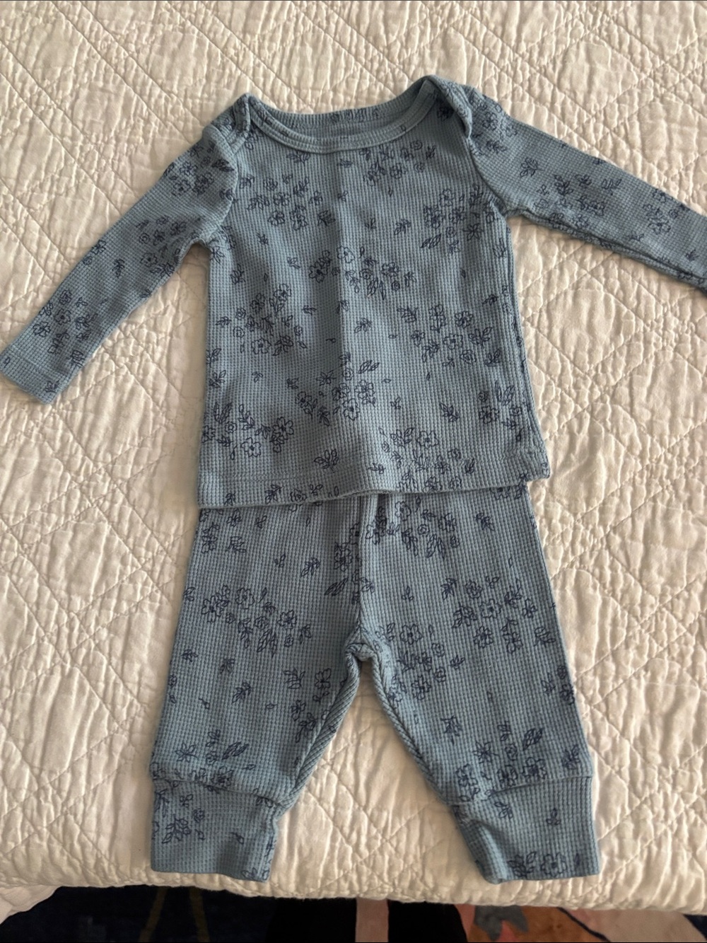 Carter's Blue Floral Waffle-Knit Pajama Set - 3M